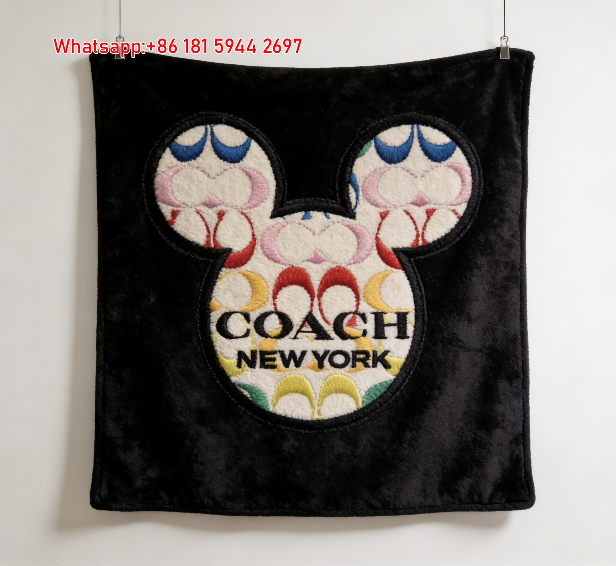 Coach Disney Mickey Ear Patch Flannel Throw Blanket C330